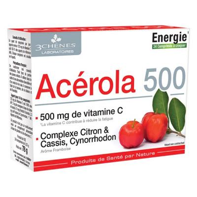 LES 3 CH&Ecirc;NES Ac&eacute;rola 500 x24 comprim&eacute;s
