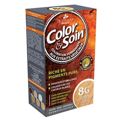 LES 3 CH&Ecirc;NES Color&soin n&deg;8G blond clair dor&eacute;