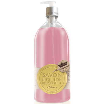 LES PETITS BAINS DE PROVENCE Savon liquide de Marseille parfum rose 1L