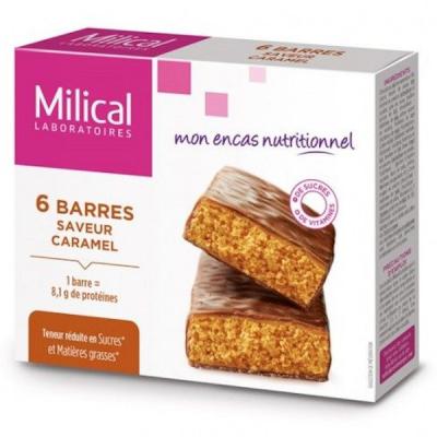 Milical Barres Minceur Hyperprot&eacute;in&eacute;es Caramel 6 Unit&eacute;s