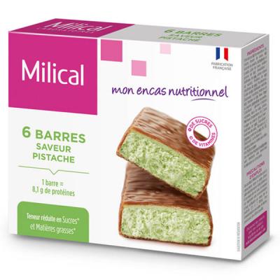 MILICAL Barres minceur hyperprot&eacute;in&eacute;es go&ucirc;t choco pistache x 6