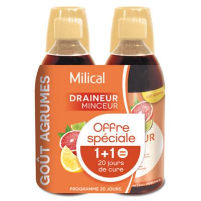 Milical Draineur ultra go&ucirc;t agrumes lot de 2 bouteilles de 500ml
