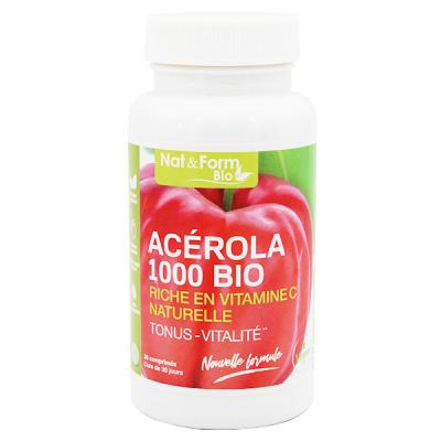 Nat & Form Biologique Ac&eacute;rola 1000 Bio 30 Comprim&eacute;s