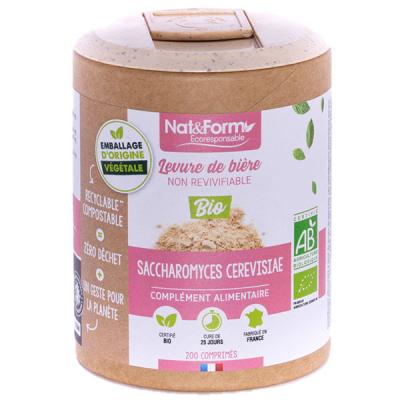 LEVURE DE BIERE NON REVIVIFIABLE BIO 200 comprim&eacute;s Nat&Form
