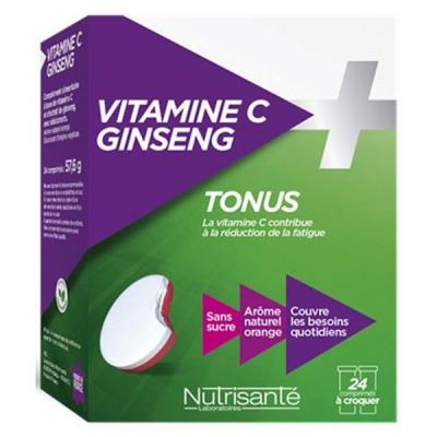 NUTRISANTE Comprim&eacute;s&agrave;croquer vitamine C + ginseng 24 comprim&eacute;s