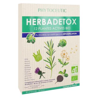 Herbadetox 12 plantes Actives bio 20 Ampoules de 10ml