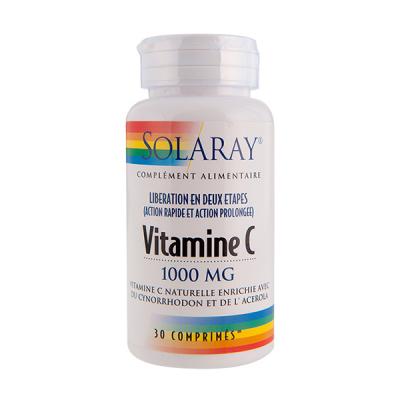 Solaray Vitamine C 1000mg action rapide et prolong&eacute;e 30 comprim&eacute;s