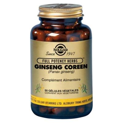 Solgar Ginseng Cor&eacute;en (Panax) G&eacute;lules V&eacute;g&eacute;tales - Flacon 50 g&eacute;lules