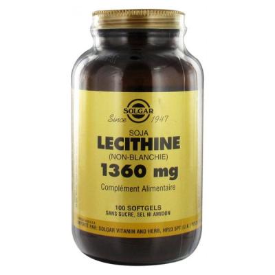 Solgar L&eacute;cithine 1360 mg Softgels - Flacon 100 g&eacute;lules