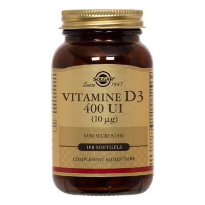 Solgar Vitamine D3 400 ul 10mcg 100 Perles