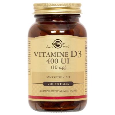 Solgar Vitamine D3 400 Ui Softgels Gm - Flacon 250 g&eacute;lules