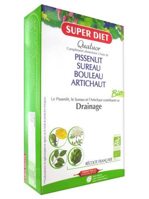Super Diet Quatuor Pissenlit Drainage Bio 20 ampoules de 15ml