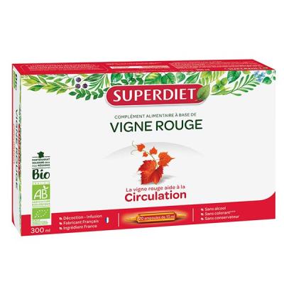 SUPERDIET Circulation vigne rouge bio 20 ampoules