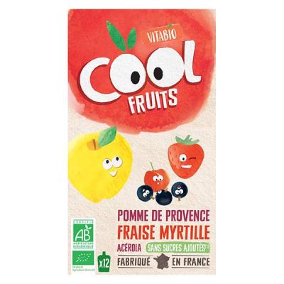 VITABIO Pack Famille Cool Fruits Pomme Fraise Myrtille - 12x90g