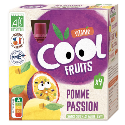 Vitabio - Cool Fruits Pomme Passion - Bio - Gourde - 4x90g