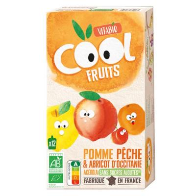 VITABIO Pack Famille Cool Fruits Pomme P&ecirc;che Abricot - 12x90g