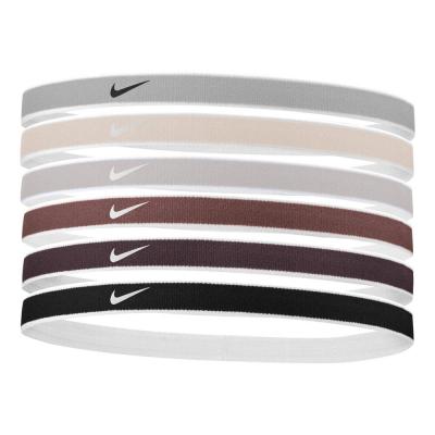 Nike Swoosh Sport Headbands 6 Pk Tipped, Beige/brown/black ONE