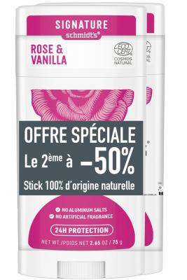 Schmidt's D&eacute;odorant Stick Rose & Vanille Lot de 2 - Stick 150 g