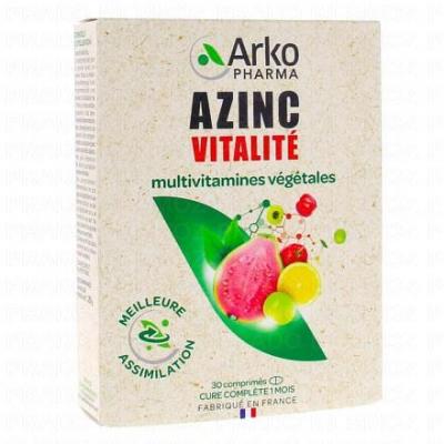 Multivitamines v&eacute;g&eacute;tales 30 comprim&eacute;s Azinc Vitalit&eacute; Arkopharma