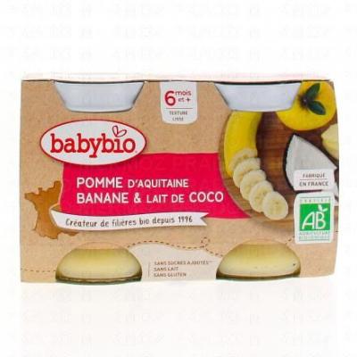 Babybio Petits Pots Pomme Banane Coco 2x130 g - 6+ Mois - BIO