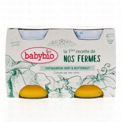 BABYBIO Nos Fermes Potimarron Vert et Butternut - 2x130 g - D&egrave;s 4 mois
