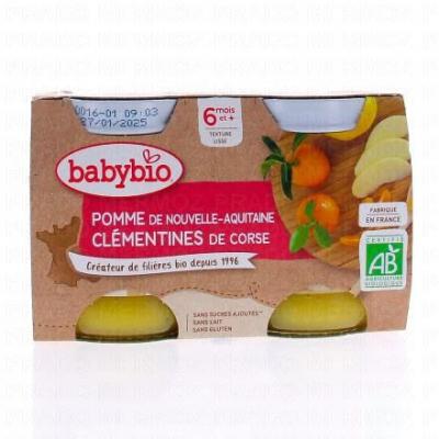 Pots de fruits Pomme et Clementines 2x130g D&egrave;s 6 mois Babybio