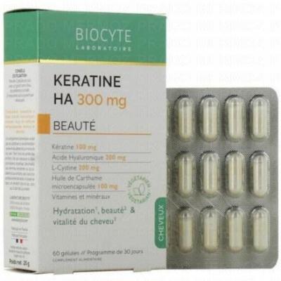 Biocyte K&eacute;ratine HA 300 mg Beaut&eacute; 60 G&eacute;lules - Bo&icirc;te 60 g&eacute;lules