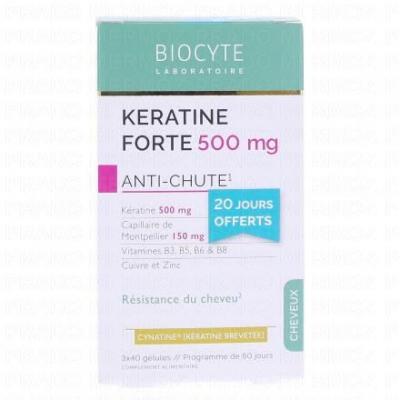 Biocyte Pack K&eacute;ratine Forte 500mg Anti Chute R&eacute;sistance du Cheveu 120 G&eacute;lules 