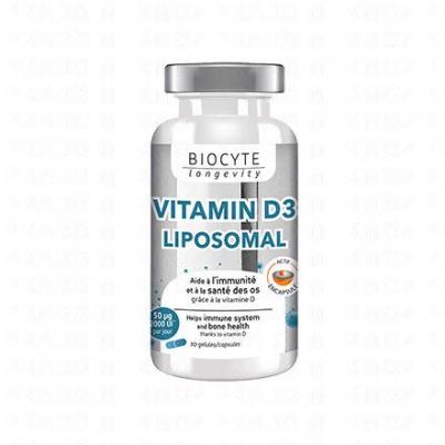 BIOCYTE Longevity Min&eacute;raux - Vitamin D3 liposomal 30 g&eacute;lules