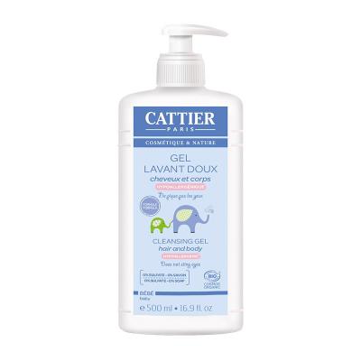 CATTIER B&eacute;b&eacute; gel lavant doux cheveux et corps bio flacon pompe 500ml