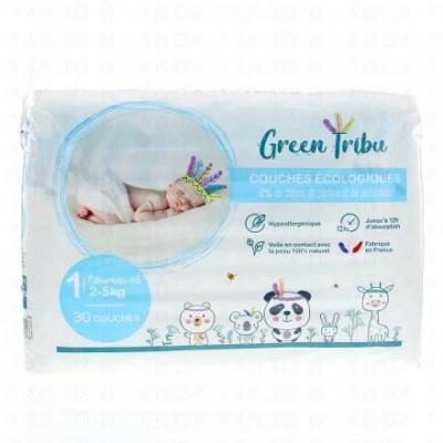 Green Tribu 30 couches hypoallerg&eacute;nique pour b&eacute;b&eacute; taille 1-2 &agrave; 5kg