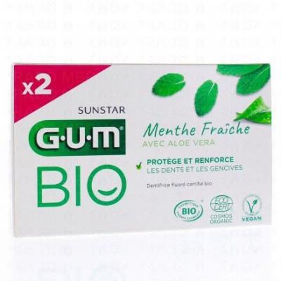 GUM Dentifrice Menthe fra&icirc;che aloe vera bio lot de 2 tubes 75ml