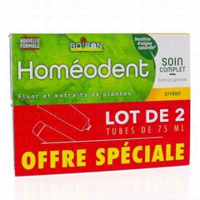 Dentifrice Soin Complet Ar&ocirc;me Citron Homeodent - Les 2 Tubes De 75ml