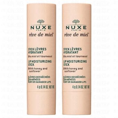 Nuxe Coffret de 2 rouges &agrave; l&egrave;vres hydratants R&ecirc;ve de miel, 4 g