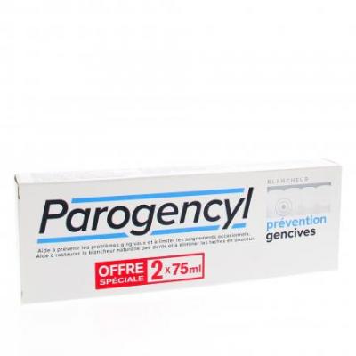 PAROGENCYL Dentifrice pr&eacute;vention gencives blancheur lot de 2*75ml