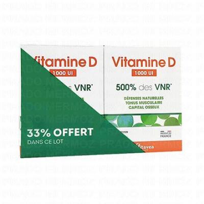 VITAVEA Vitamine D 1000ui 500% des VNR lot 2 * 90 comprim&eacute;s