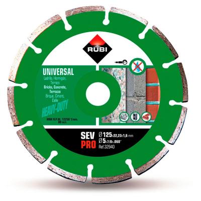 Disque Diamant G&eacute;n&eacute;ral Chantier Segment&eacute; Sev &Oslash;125mm Pro R32940 Rubi