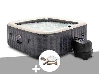 Kit spa gonflable Intex PureSpa Ardoise carr&eacute; Bulles 4 places + Kit d'entretien