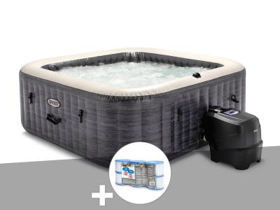 Kit spa gonflable Intex PureSpa Ardoise carr&eacute; Bulles 4 places + 6 filtres