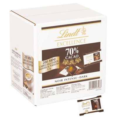 Lindt Carr&eacute;s chocolat noir excellence Lindt - Carton de 200 Aluminium