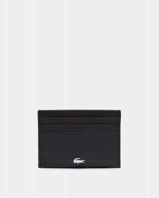 Lacoste pour homme. Porte-cartes en cuir Fg Collection noir Lacoste