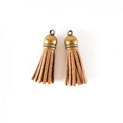 Pompon su&eacute;dine Dor&eacute; paillet&eacute; - 4 cm - 2 pcs