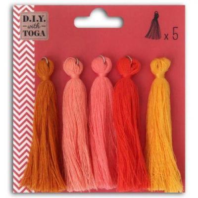 D.I.Y with Toga MBJ026, Lot de 5 Maxi Pompons, Coton, Multicolore, 0.5 x 8 x 0.5 cm