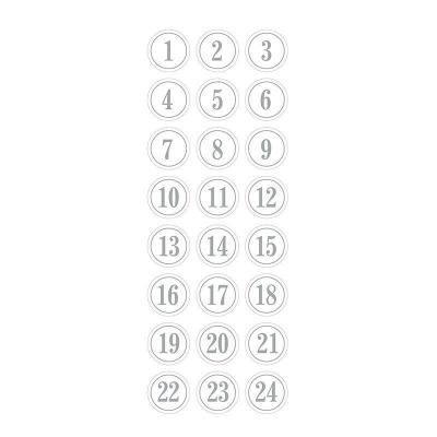 Autocollants puffies 3d xl calendrier de l'avent ronds argent&eacute;s #0