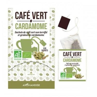 Sachets de caf&eacute; vert non torr&eacute;fi&eacute; et graines de cardamome