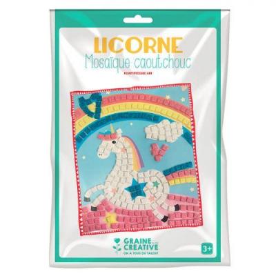 Graine cr&eacute;ative Kit mosa&iuml;que caoutchouc souple Licorne - Lot de 7