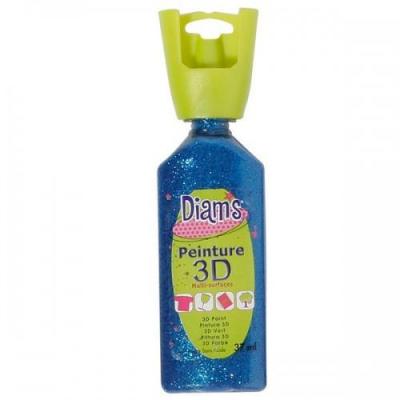 DIAM'S Peinture 3D Tous Supports, Bleu Nuit paillet&eacute;, 37 ml