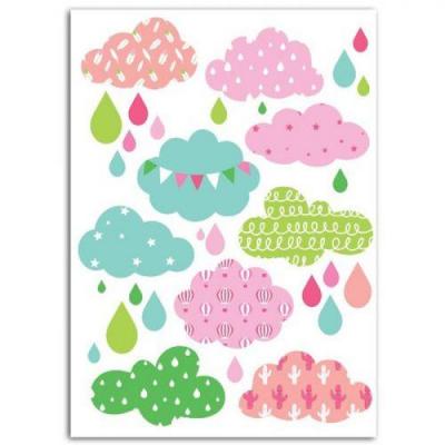 Textile thermocollant 15 x 21 cm - nuages fille MEM202