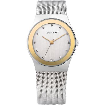 Montre Pour Femme Bracelet Bo&icirc;tier En Acier Cadran Blanc Dor&eacute; Bering