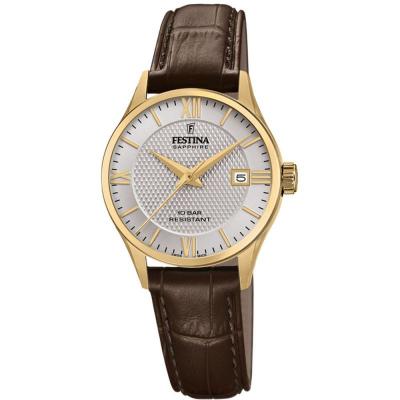 Montre Festina Swiss Made F20011/2 Gris, Bracelet Cuir, Femme